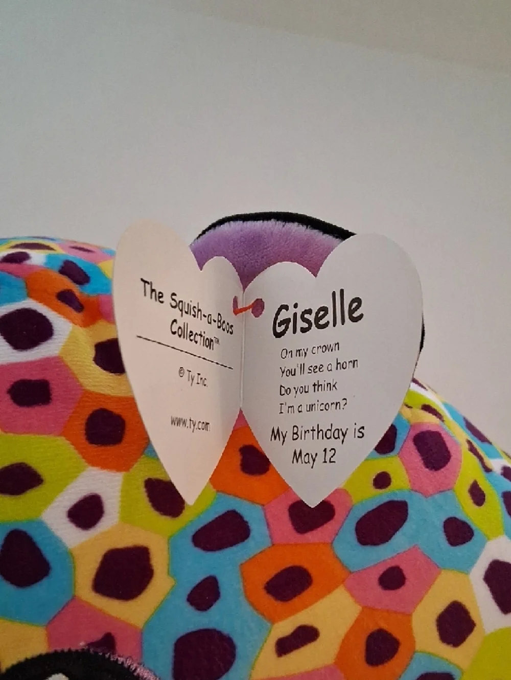 TY Bundle of 2 Plush Squish-A-Boo Leopard & Rainbow Unicorn Round Plush